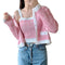 Elegant Plaid Round Neck Soft Knitted Cardigan Sweater with Tank Top Set